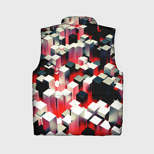 Женский жилет Черно-белые блоки в красном тумане / 3D-Красный – фото 2