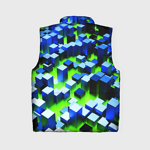 Женский жилет Синие блоки в зеленом тумане / 3D-Светло-серый – фото 2