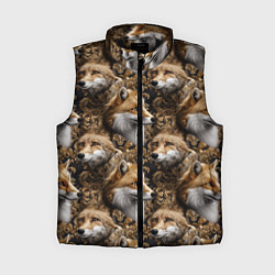 Женский жилет Лакшери паттерн с золотыми лисицами, цвет: 3D-черный