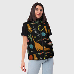 Женский жилет Мистический лес с одноглазым котом, цвет: 3D-черный — фото 2