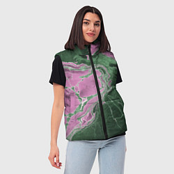 Женский жилет Мрамор темно-зеленый с розовым, цвет: 3D-светло-серый — фото 2