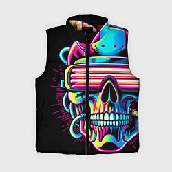 Женский жилет Cyber skull - ai art neon