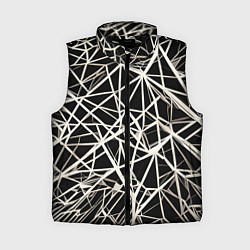 Женский жилет Белые хаотичные линии на чёрном фоне, цвет: 3D-черный