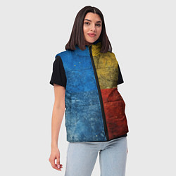 Женский жилет Синий жёлтый красный в крапинку, цвет: 3D-красный — фото 2