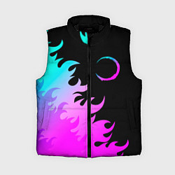 Женский жилет Demon Slayer неоновый огонь, цвет: 3D-черный