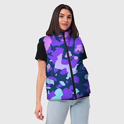 Женский жилет Паттерн с розовыми фиолетовыми и голубыми пятнами, цвет: 3D-красный — фото 2