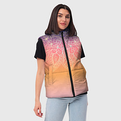 Женский жилет Сине-оранжевый градиент с узором мандала, цвет: 3D-светло-серый — фото 2