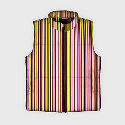 Женский жилет Жёлто-розовый сочетание полосатое, цвет: 3D-черный