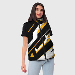 Женский жилет Жёлто-белые широкие линии на чёрном фоне, цвет: 3D-красный — фото 2