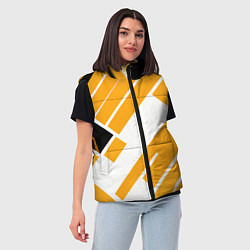 Женский жилет Жёлтые широкие линии на белом фоне, цвет: 3D-светло-серый — фото 2