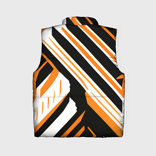 Женский жилет Чёрно-оранжевые полосы на белом фоне / 3D-Красный – фото 2