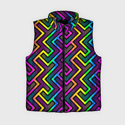 Женский жилет Радужный неоновый лабиринт узор
