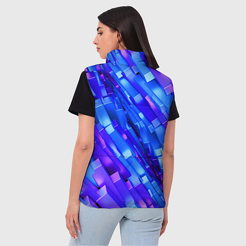 Женский жилет Сине-фиолетовые наклонные блоки / 3D-Светло-серый – фото 4