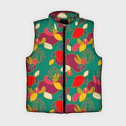 Женский жилет Ягодно-цветочная абстракция, цвет: 3D-светло-серый
