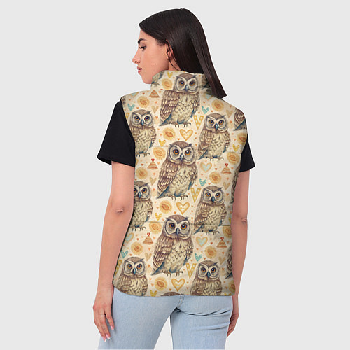 Женский жилет Совы милые в паттерне / 3D-Светло-серый – фото 4