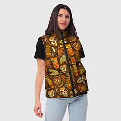 Женский жилет Африканские маски - паттерн, цвет: 3D-светло-серый — фото 2