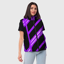 Женский жилет Чёрно-белые полосы на фиолетовом фоне, цвет: 3D-черный — фото 2