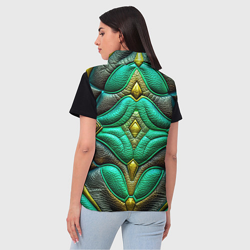 Женский жилет Объемная футуристичная текстура из кожи / 3D-Светло-серый – фото 4