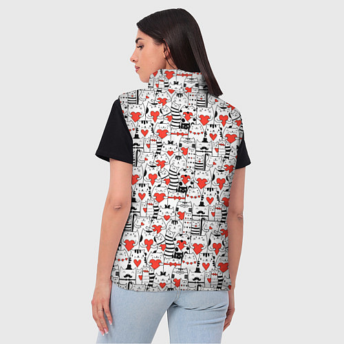 Женский жилет Котики держат сердечки / 3D-Светло-серый – фото 4