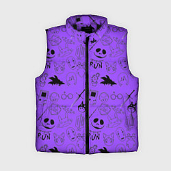 Женский жилет Хэллоуин узор на фиолетовом фоне, цвет: 3D-черный