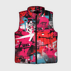 Женский жилет Красное граффити, цвет: 3D-светло-серый