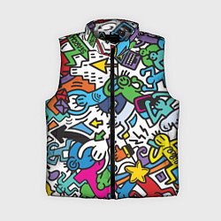 Женский жилет Странные разноцветные человечки, цвет: 3D-светло-серый