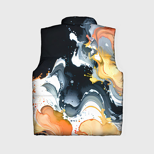 Женский жилет Белые и персиковые разводы на черном фоне / 3D-Красный – фото 2