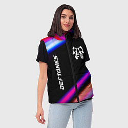 Женский жилет Deftones neon rock lights, цвет: 3D-черный — фото 2