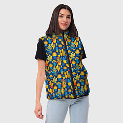 Женский жилет Кактусы разноцветный мексиканский яркий узор, цвет: 3D-светло-серый — фото 2