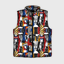 Женский жилет Лица и узоры, цвет: 3D-черный
