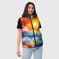Женский жилет Закат солнца - разноцветные облака, цвет: 3D-светло-серый — фото 2
