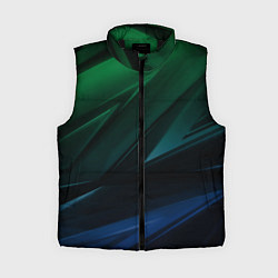 Женский жилет Зелено-синие абстрактные объемные полосы, цвет: 3D-черный