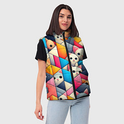 Женский жилет Geometric pattern with kittens - ai art, цвет: 3D-светло-серый — фото 2