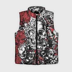 Женский жилет Черепа и скелеты на красном, цвет: 3D-черный