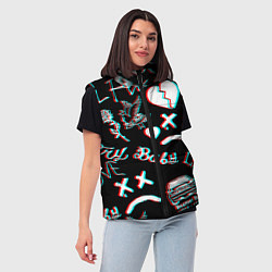 Женский жилет Lil Peep logo glitch, цвет: 3D-светло-серый — фото 2