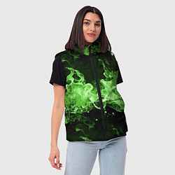 Женский жилет Зеленый огонь - языки пламени, цвет: 3D-светло-серый — фото 2