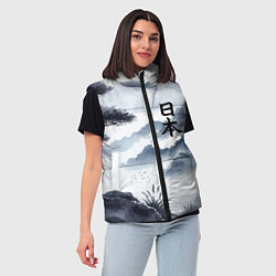 Женский жилет Японский пейзаж - нейросеть, цвет: 3D-светло-серый — фото 2