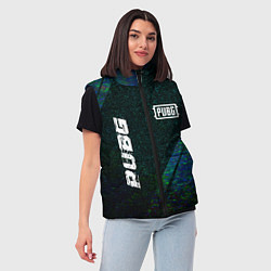 Женский жилет PUBG glitch blue, цвет: 3D-черный — фото 2
