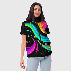 Женский жилет Яркая неоновая абстракция - нейросеть, цвет: 3D-красный — фото 2