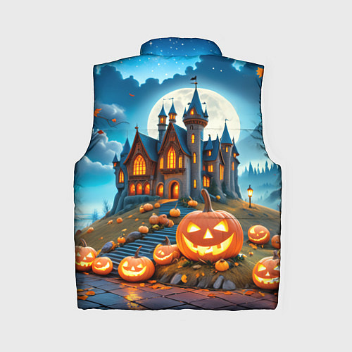 Женский жилет Ночь Хэллоуина тыквы и замок / 3D-Красный – фото 2