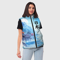 Женский жилет Японский морской пейзаж - нейроарт, цвет: 3D-черный — фото 2