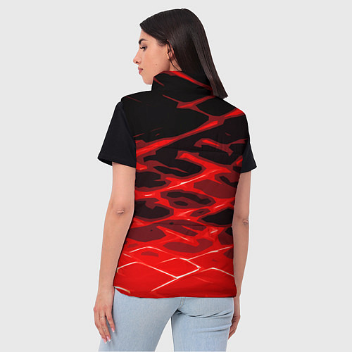 Женский жилет Красные абстрактные полосы на чёрном фоне / 3D-Светло-серый – фото 4