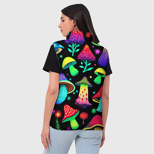 Женский жилет Биолюминесцентные кислотные грибы / 3D-Светло-серый – фото 4