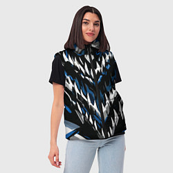 Женский жилет Абстрактные бело-синие шипы, цвет: 3D-красный — фото 2