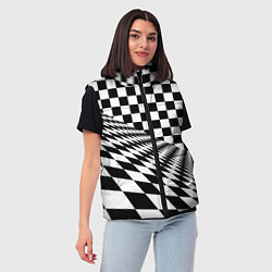 Женский жилет Шахматная психоделика иллюзия, цвет: 3D-красный — фото 2