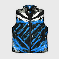 Женский жилет Blue and white abstraction on a black background, цвет: 3D-светло-серый