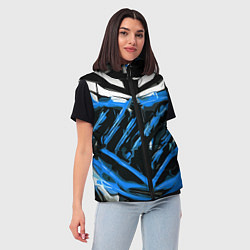 Женский жилет Blue and white abstraction on a black background, цвет: 3D-светло-серый — фото 2