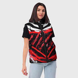 Женский жилет Red and white abstraction on a black background, цвет: 3D-черный — фото 2