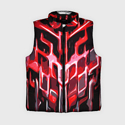 Женский жилет Абстрактные красные линии на чёрном фоне, цвет: 3D-черный
