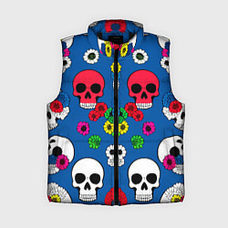 Женский жилет Паттерн из цветных черепков муэрто - нейроарт, цвет: 3D-черный